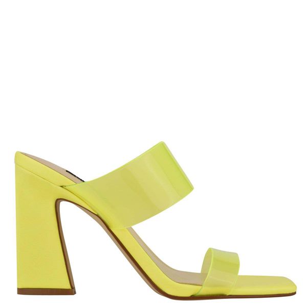 Nine West Instaa Heeled Yellow Slides | South Africa 58G29-9F23